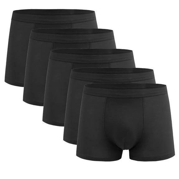 5pc Big & Tall Men's 4XL Boxer Briefs - Black Polyester, Quick Dry, Wrinkle Resistant - Comfortable Everyday Multi Pack