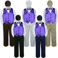thumbnail image 1 of 5pc Boy Suit Set Purple Vest Bow Tie  Baby Toddler Kid Formal Hat Pants S-7, 1 of 2