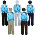 thumbnail image 1 of 5pc Boy Suit Set Turquoise  Vest Bow Tie  Baby Toddler Kid Formal Hat Pants S-7, 1 of 2