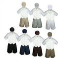 thumbnail image 1 of 5pc Boy Toddler Formal Ivory Vest Bow Tie Black Khaki White Navy Hat Shorts S-4T, 1 of 1