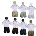 thumbnail image 1 of 5pc Boy Toddler Formal Lilac Lavender Vest Bow Tie Black Khaki Hat Shorts S-4T, 1 of 1