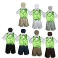 thumbnail image 1 of 5pc Boy Toddler Formal Lime Green Vest Bow Tie Black Khaki Brown Hat Shorts S-4T, 1 of 1