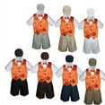 thumbnail image 1 of 5pc Boy Toddler Formal Orange Vest Bow Tie Black Navy Gray White Hat Shorts S-4T, 1 of 2