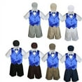 thumbnail image 1 of 5pc Boy Toddler Formal Royal Blue Vest Bow Tie Black Khaki Brown Hat Shorts S-4T, 1 of 1