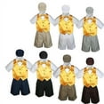 thumbnail image 1 of 5pc Boy Toddler Formal Yellow Vest Bow Tie Black Brown Gray Navy Hat Shorts S-4T, 1 of 2
