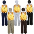 thumbnail image 1 of 5pc Boys Suit Set Yellow Vest Bow Tie Baby Toddlers Kids Formal Hat Pants S-7, 1 of 2