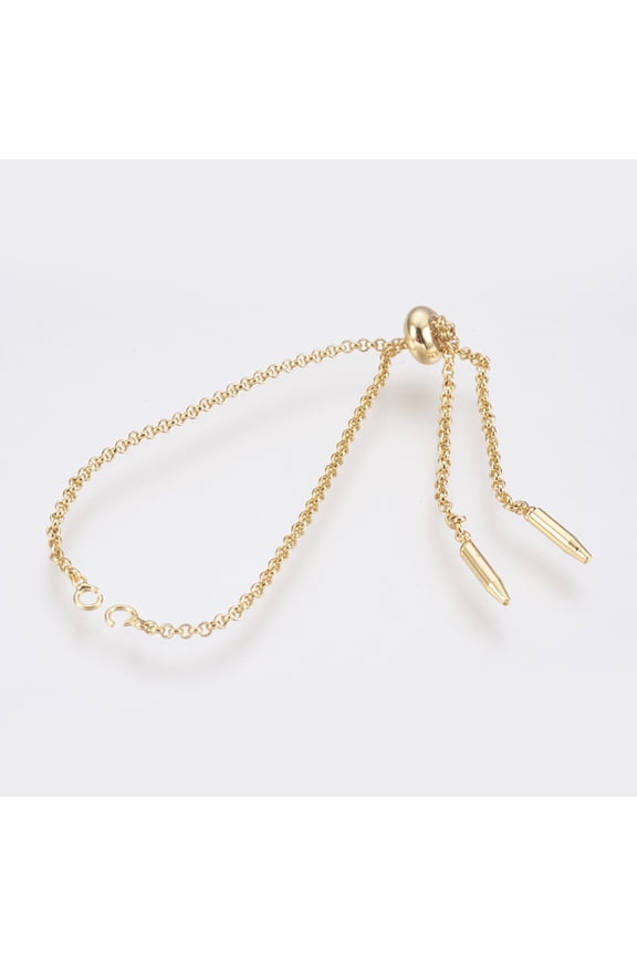 5pc Brass Bracelet Making Slider Bracelets Cadmium Free & Lead Free Golden 9 inch(230mm) 1.5mm