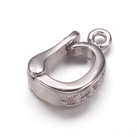 5pc Brass Cubic Zirconia Enhancer Shortener Bails with Loop Platinum Hinged Pendant Bails 10.5x7x3mm Hole: 1mm
