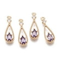 thumbnail image 1 of 5pc Brass Micro Pave Cubic Zirconia Pendants with Glass Teardrop Long-Lasting Plated Light Gold Violet 17.5x6x2.5mm Hole: 1mm, 1 of 2