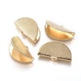 thumbnail image 1 of 5pc Brass Ribbon Crimp Ends Textured Half Round Golden, 1 of 4
