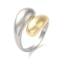 thumbnail image 1 of 5pc Brass Teardrop Open Cuff Rings for Women Platinum & Golden Inner Diameter: 18mm, 1 of 3