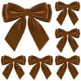 thumbnail image 1 of 5pc Brown Velvet Bows for Tabletop Décor, Mini Accents for Mantel Displays, Coffee Tables, Shelves, Centerpieces and Cozy Seasonal Vignettes, 1.38 x 1.38 in, 1 of 5
