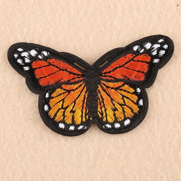 5pc Butterfly Computerized Embroidery Cloth Iron-on/Sew-on Patches Orange Appliques for Costumes Jackets Bags DIY Crafts 46x78mm (Each) for DIY