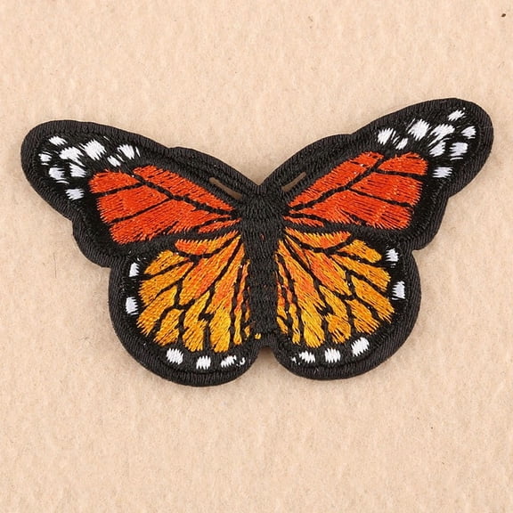 5pc Butterfly Computerized Embroidery Cloth Iron-on/Sew-on PatchesOrange Appliques for CostumesJacketsBagsDIY Crafts46x78mm (Each)