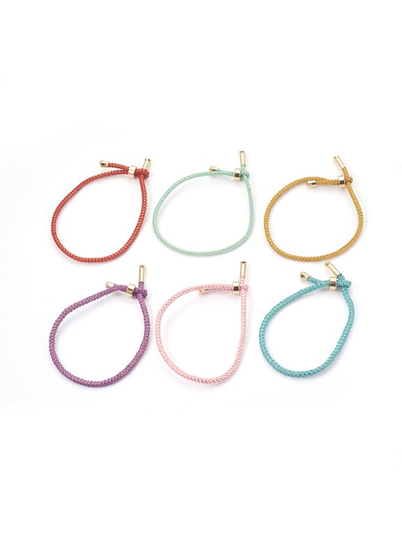 5pc Couple Adjustable Nylon Cord Bracelets Bolo Bracelets Slider Bracelets with Brass Findings Mixed Color 9-1/4 inch(23.5cm) 2~3.5mm