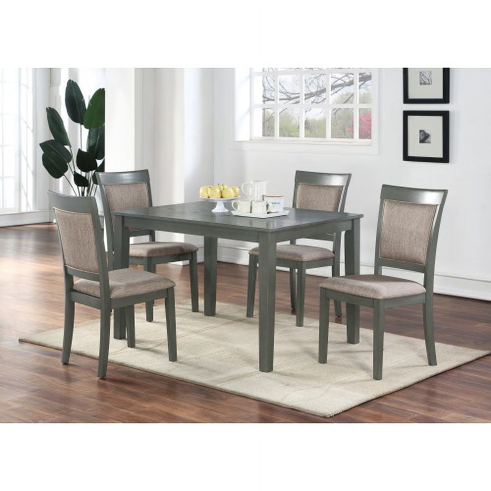 5pc Dining Room Set Dining Table w wooden Top Cushion Seats Chairs ...