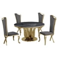 thumbnail image 1 of 5pc. Dining Set with Gray Marble Table and Gray Velvet Chairs, 1 of 5