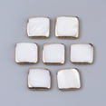 thumbnail image 1 of 5pc Edge Golden Plated Natural Freshwater Shell Beads Square Seashell Color 14~15x14.5x3mm Hole: 0.8mm DIY, 1 of 2