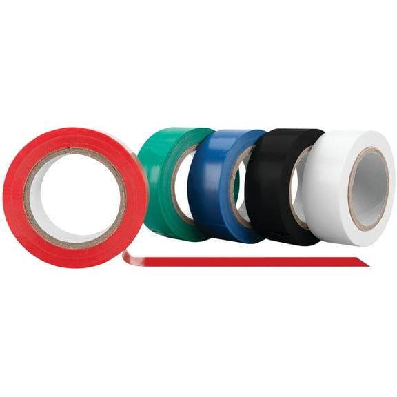 Performance Tool 1135 Electrical Tape Set - Red, Green, Blue, Black and White Electrical Tape, 5 Pack