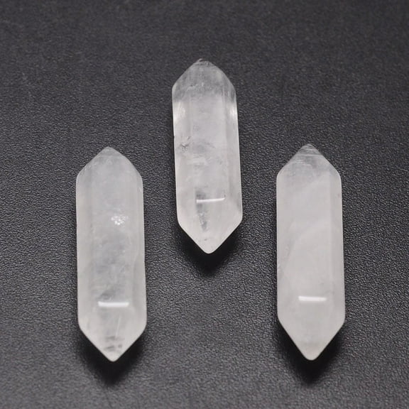 5pc Faceted Natural Quartz Healing Stones Reiki Energy Balancing Meditation Therapy Wand Double Terminated Points 30~33x9x9mm