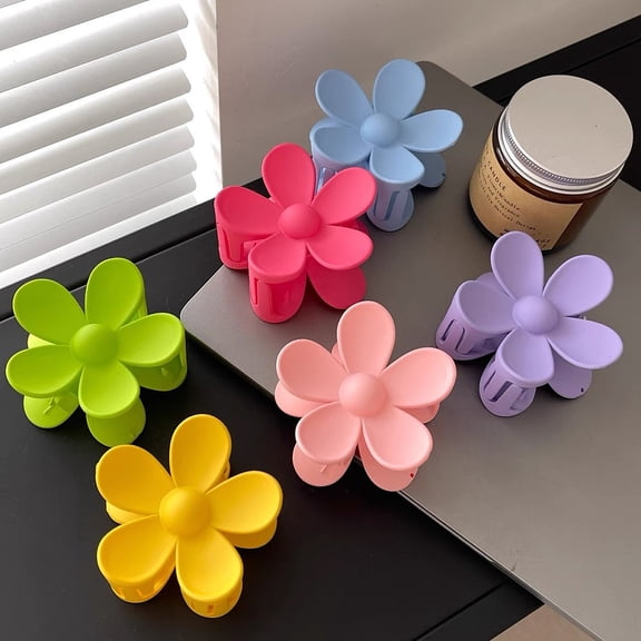5pc Flower Hair Clip for Girls - Shark Clip for Hairstyling in Summer. Flower size 1