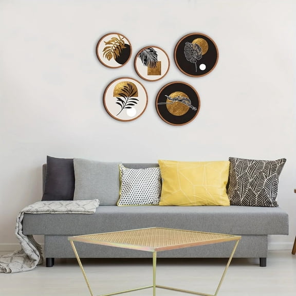 5pc Geo Minimalist Wood Wall Art Set