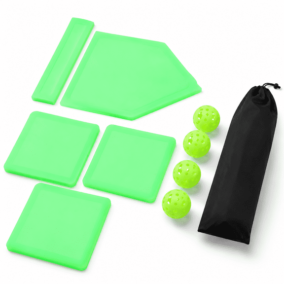 5pc Glow In The Dark Baseball Base Set With 4 Balls And Carry Bag