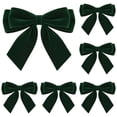 thumbnail image 1 of 5pc Green Velvet Bows for Mini Christmas Tree Decorating, Small Holiday Accents for Garland, Mantel Displays, Shelves and Seasonal Vignettes, 1.38 x 1.38 in, 1 of 5