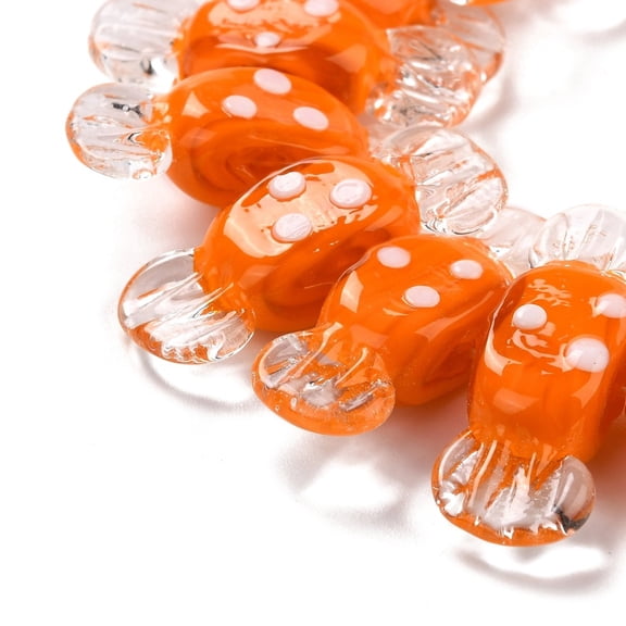 5pc Handmade Lampwork Beads Bumpy Candy with Spot Orange 26~29x9x7.5~8mm Hole: 1mm