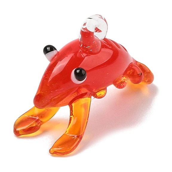 5pc Handmade Lampwork Pendants, Lobster, Red, 25~34x14~18x15~17mm, Hole: 2~4mm