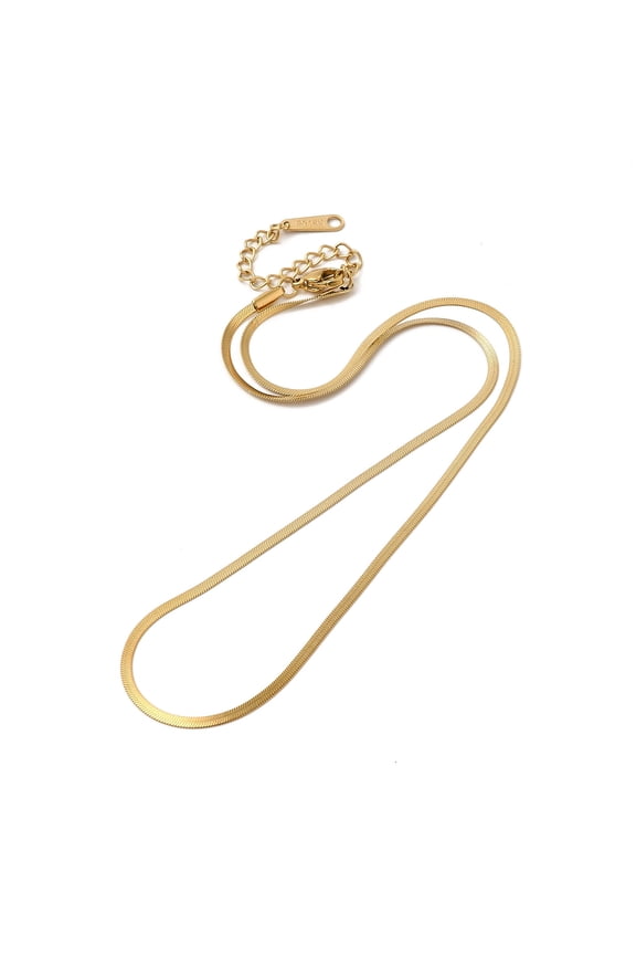 5pc Ion Plating(IP) 304 Stainless Steel Herringbone Chain Necklace for Women Real 14K Gold Plated 16.42 inch(41.7cm)