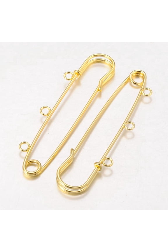 5pc Iron Kilt Pins Brooch Findings Golden 75mm Hole: 3mm