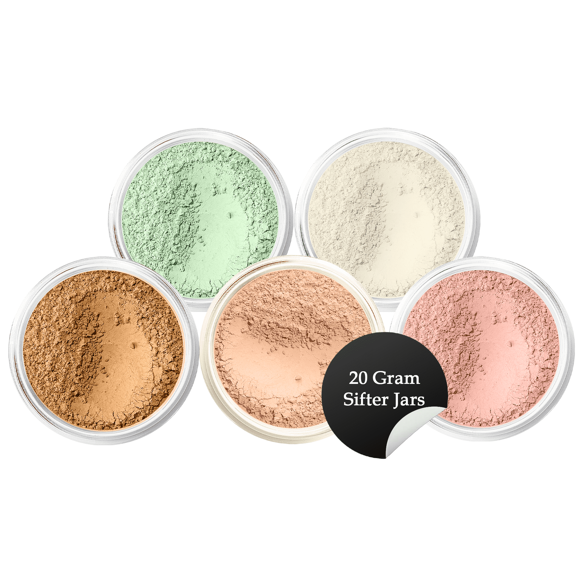 5pc KIT Mineral Makeup Bare Face Set Full Coverage Concealer Blush Foundation Illuminating Powder (Deep Tan)