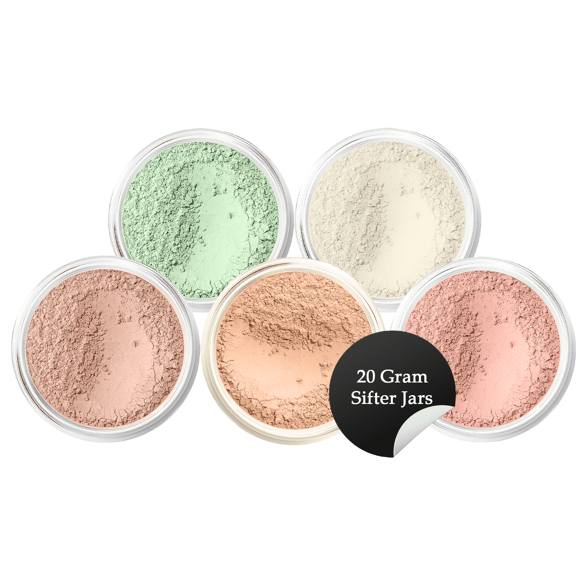 5pc KIT Mineral Makeup Bare Face Set Full Coverage Concealer Blush Foundation Illuminating Powder (Light Tan)
