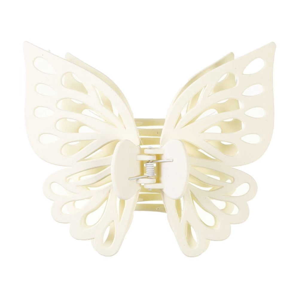 5pc Large Frosted Butterfly Hair Claw Clip Plastic Hollow Butterfly Ponytail Hair Clip for Women Beige 120x130mmDIY