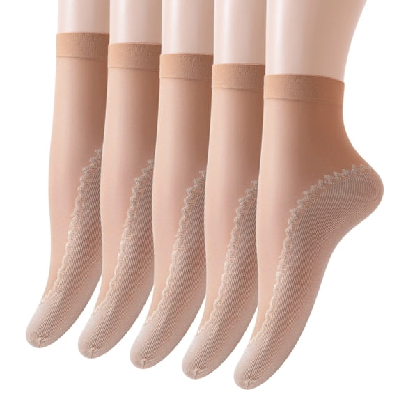 (5pc)MSJUHEG Ankle Socks,Pilates Socks,Non Slip Socks for Women,Yoga Socks,Grip Socks,Patterned Cotton Bottom Non Slip Socks Breathable Socks Mid Socks Coffee One Size