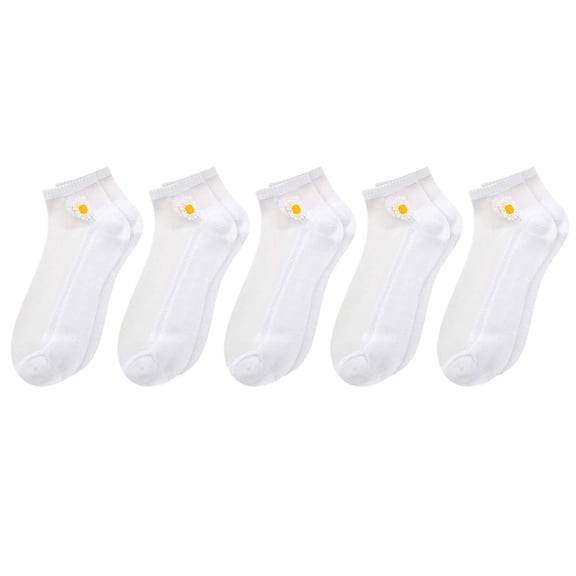 (5pc)MSJUHEG Sheer Ankle Socks,Trouser Socks Women,Dress Socks Women,Lace Socks,Mesh Socks,Short Cute Splice Little Socks Breathable Mesh 5pc Socks White 4 One Size
