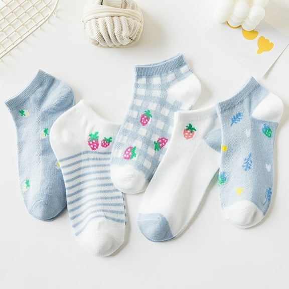 (5pc)MSJUHEG No Show Socks Womens,Lace Socks,Womens Socks,Footies Socks,Flat Socks,5 Pairs Socks for Men Girls Series Colorful Pattern Novelty Cute Socks V One Size