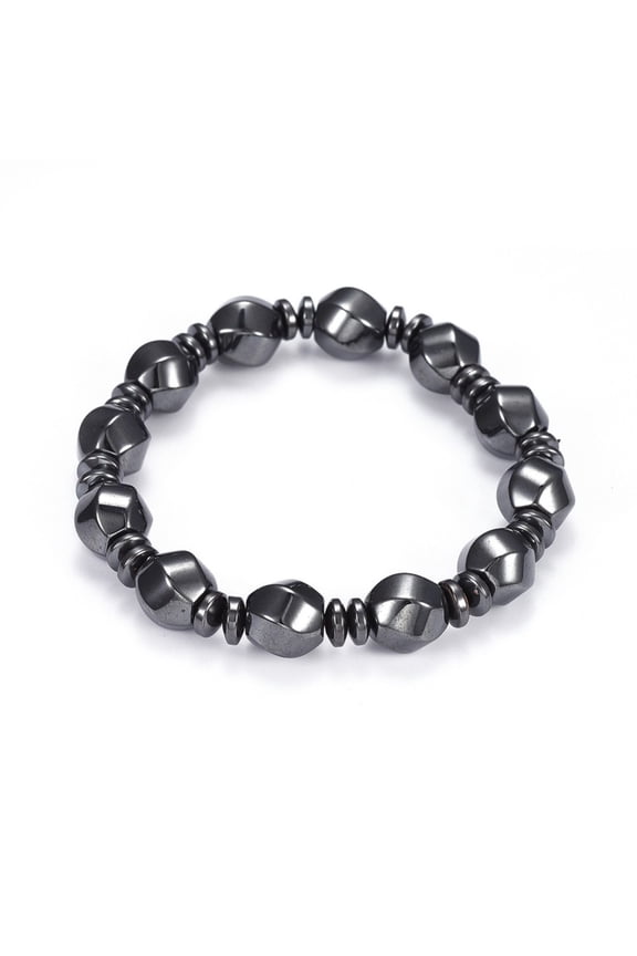 5pc Magnetic Hematite Stretch Bracelets Twist Rondelle 2-1/8 inch(5.3cm)