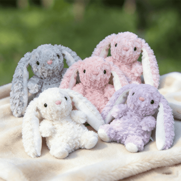 5pc Mini Easter Bunny Plush Set - 6.3" Small Stuffed Animal Rabbit Toys - Soft Plushie for Easter Basket Stuffers, Baby Shower Favors & Nursery Decor - Cute Bulk Gifts for Kids (Assorted Colors)