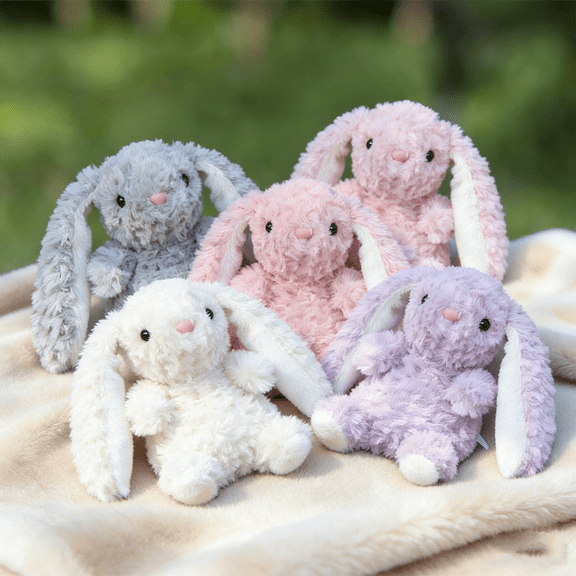 5pc Mini Easter Bunny Plush Set - 6.3" Small Stuffed Animal Rabbit Toy - Soft Plushie for Easter Basket Stuffers, Baby Shower Favors & Nursery Decor - Cute Bulk Gifts for Kids (Assorted Colors)