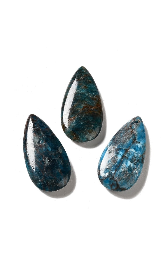 5pc Natural Apatite Pendants Teardrop Charm 39~39.5x19~19.5x6.5~7mm Hole: 1.2mm