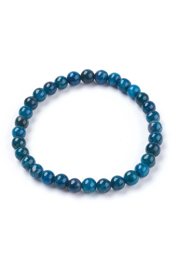 5pc Natural Apatite Stretch Bracelets Round 2-1/8 inch(5.5cm)