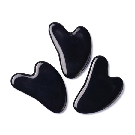 5pc Natural Black Obsidian Gua Sha Boards Scraping Massage Tools Gua Sha Facial Tools Heart 78x55x6.5mm