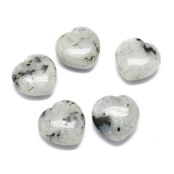 5pc Natural Labradorite Heart Love Palm Worry Stone Healing Crystal 28.5~30x29~30x13~15mm
