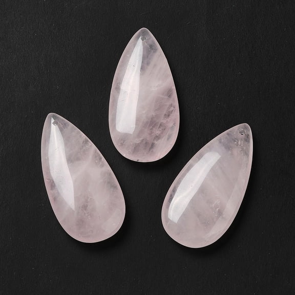 5pc Natural Rose Quartz Pendants Teardrop Charm 39~39.5x19~19.5x6.5~7mm Hole: 1.2mm