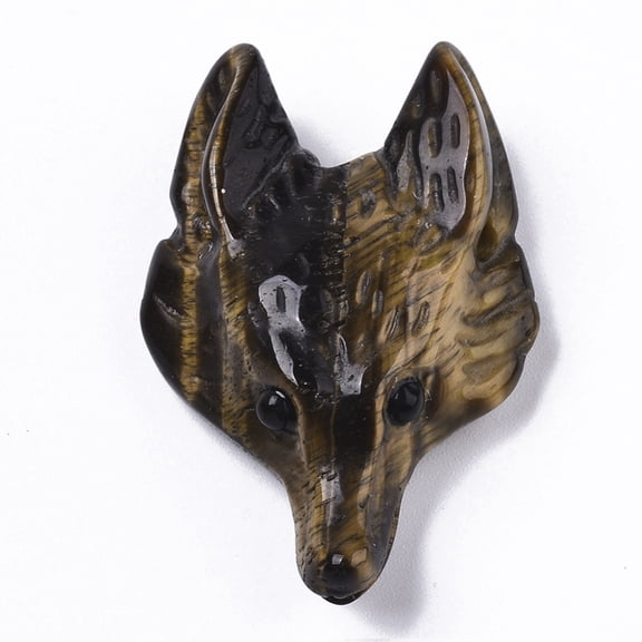 5pc Natural Tiger Eye Pendants Wolf Head 37~42x25~30x10~13mm Hole: 2mm