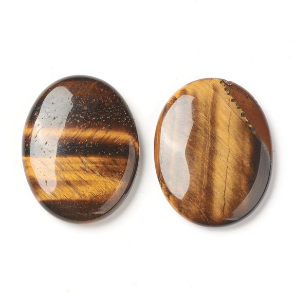 5pc Natural Tiger Eye Worry Stone for Anxiety Therapy Oval Thumb Stone 45x34~35x7~8.5mm