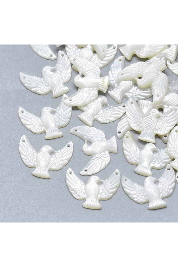 5pc Natural White Shell Mother of Pearl Shell Charms Carved Eagle Seashell Color 14.5x18x2.5mm Hole: 0.8mm Material White Shell