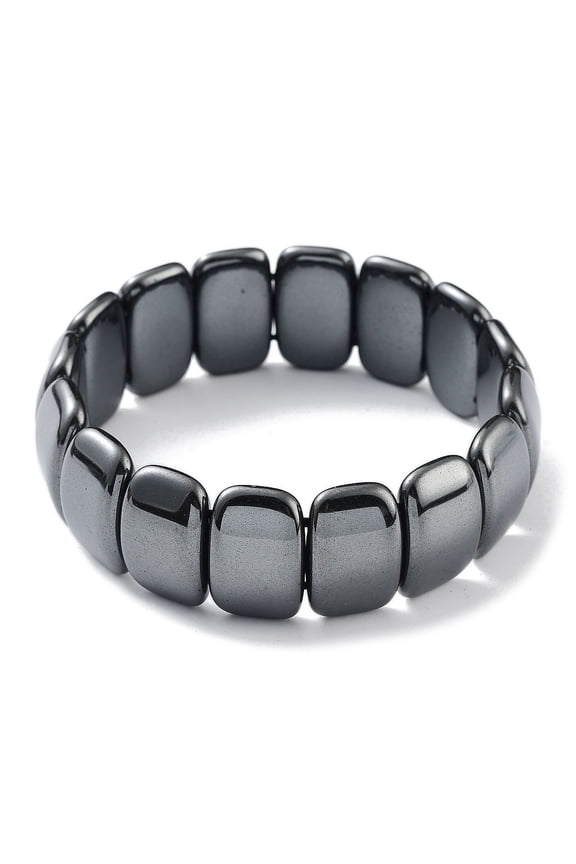 5pc Non-Magnetic Synthetic Hematite Beaded Stretch Bracelets Tile Bracelet Rectangle Inner Diameter: 2-1/4 inch(5.75cm) Bead: 19x12mm